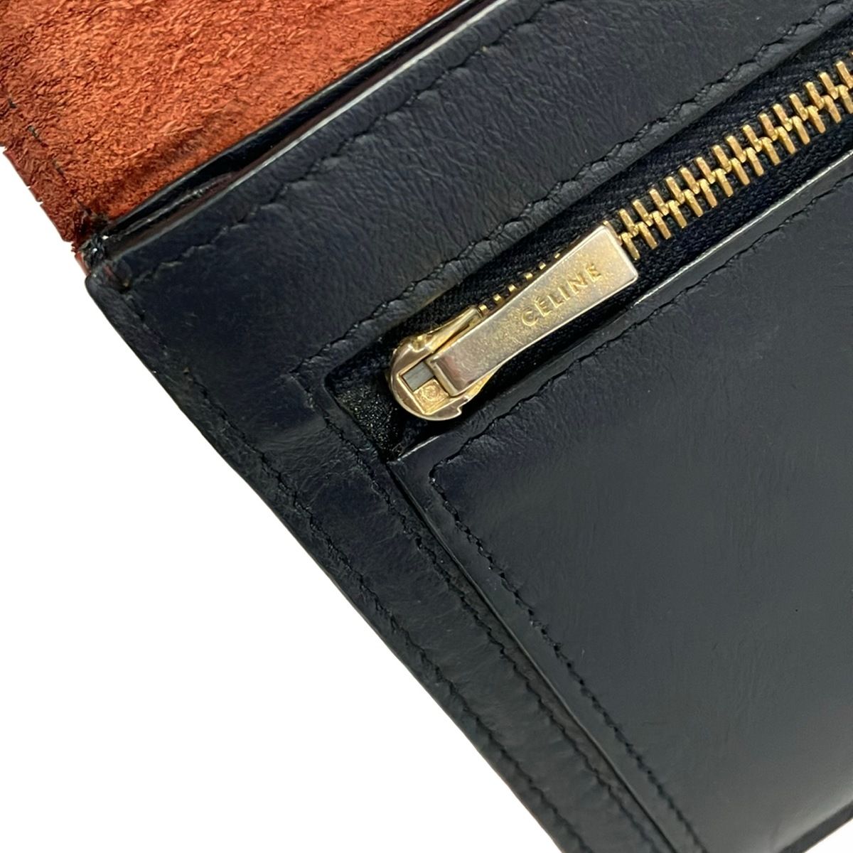 Celine Wallet Large Strap Red Dark Navy Leather — view 9
