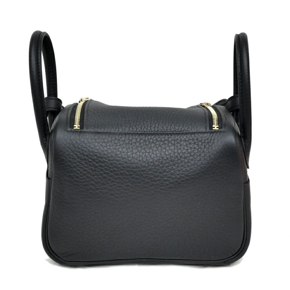 Hermes Lindy Mini Taurillon Clemence Noir Black Gold Shoulder Bag Leather — view 2