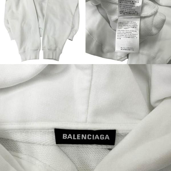 Balenciaga Back Logo Embroidery Pullover Hoodie XS White — view 9