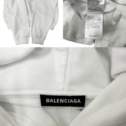 Balenciaga Back Logo Embroidery Pullover Hoodie XS White — view 9