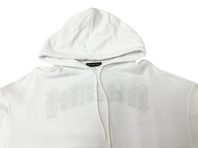 Balenciaga Back Logo Embroidery Pullover Hoodie XS White — view 3