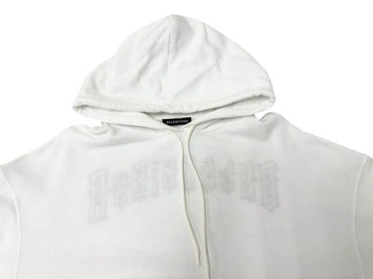 Balenciaga Back Logo Embroidery Pullover Hoodie XS White — view 3