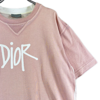 Dior Shawn Stussy Logo Crew Neck Sweatshirt L Pink — view 2