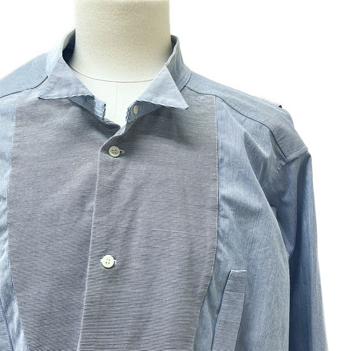 Loewe Striped Asymmetric Oversize Shirt S Navy — view 2