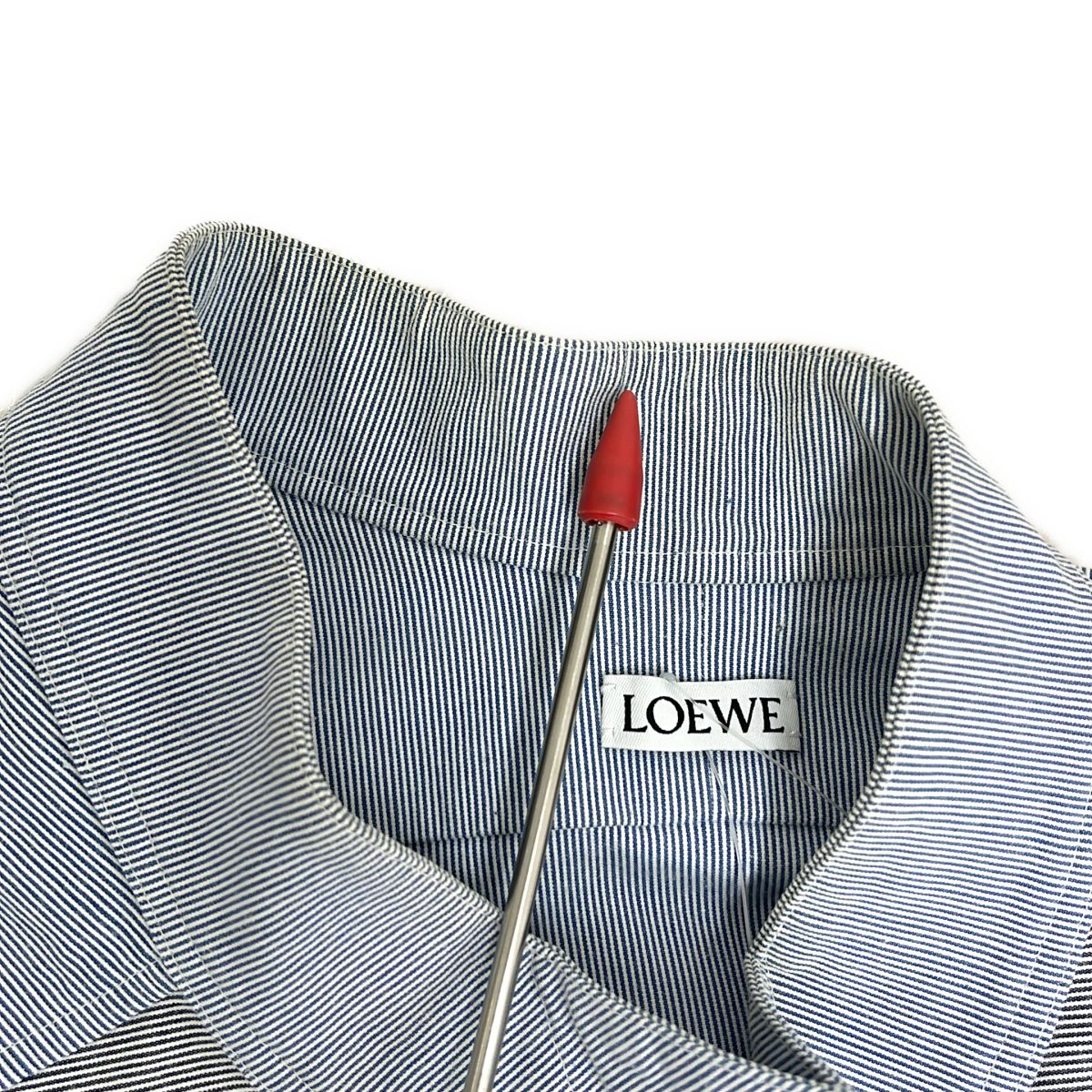 Loewe Striped Asymmetric Oversize Shirt S Navy — view 7