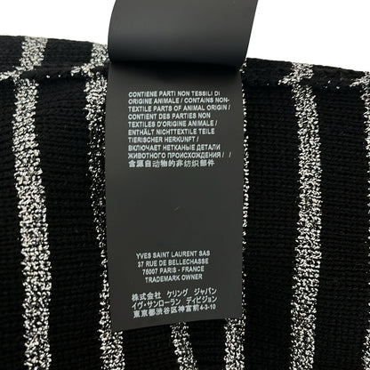 Saint Laurent Paris Cotton Wool Border Crew Neck Knit S Black Silver Sweater — view 7