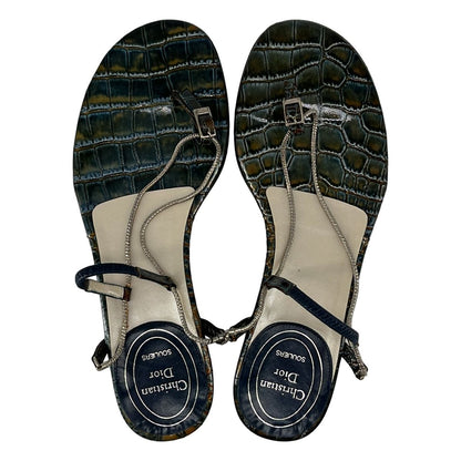 Dior Logo Chain Strap Sandals 35 Blue Green — view 4