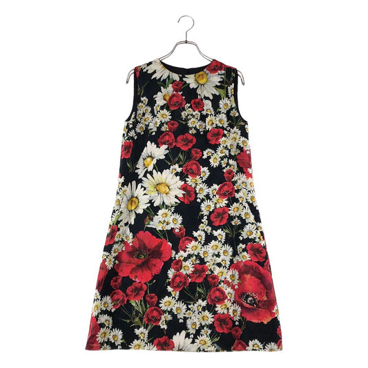 Dolce & Gabbana All Over Pattern Flower Jacquard Dress Silk Fully Lined 40