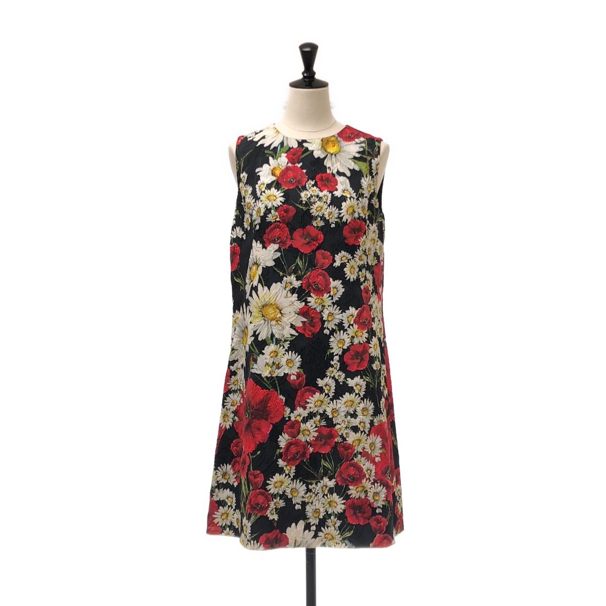 Dolce & Gabbana All Over Pattern Flower Jacquard Dress Silk Fully Lined 40 — view 2