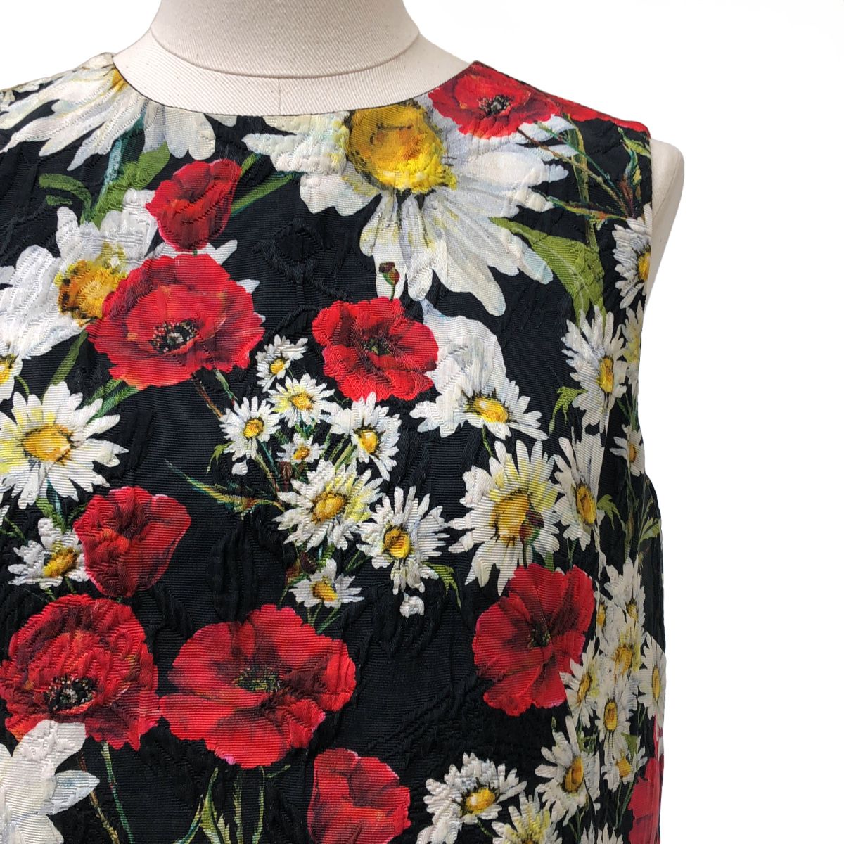 Dolce & Gabbana All Over Pattern Flower Jacquard Dress Silk Fully Lined 40 — view 3