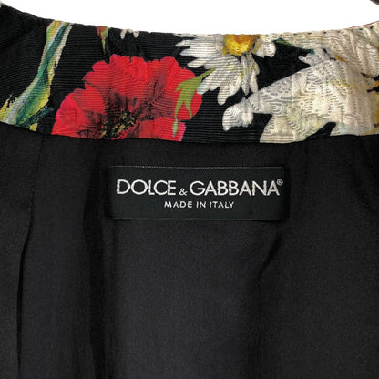 Dolce & Gabbana All Over Pattern Flower Jacquard Coat Silk Fully Lined 40 Black — view 7