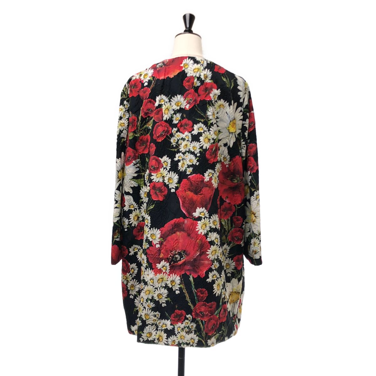 Dolce & Gabbana All Over Pattern Flower Jacquard Coat Silk Fully Lined 40 Black — view 4