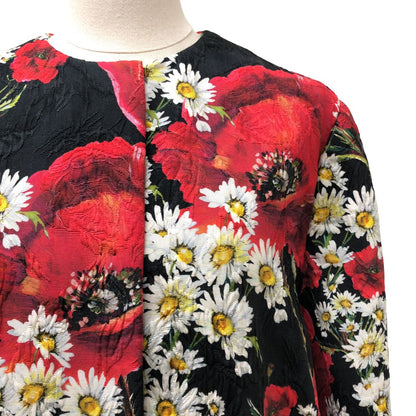Dolce & Gabbana All Over Pattern Flower Jacquard Coat Silk Fully Lined 40 Black — view 2