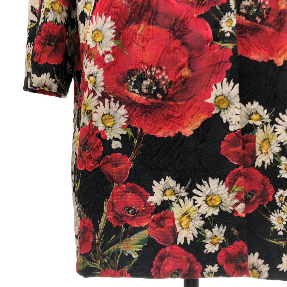 Dolce & Gabbana All Over Pattern Flower Jacquard Coat Silk Fully Lined 40 Black — view 3