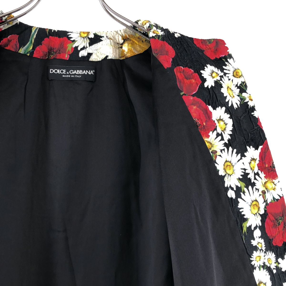 Dolce & Gabbana All Over Pattern Flower Jacquard Coat Silk Fully Lined 40 Black — view 6