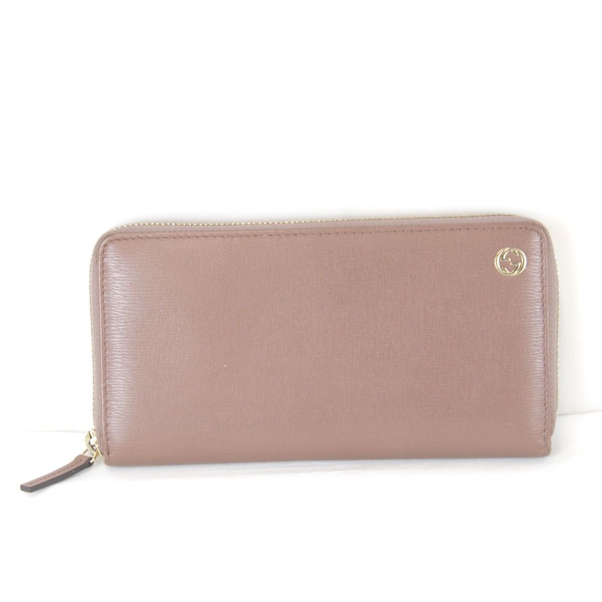 Gucci Interlocking Zip Around Wallet Leather Pink Gray