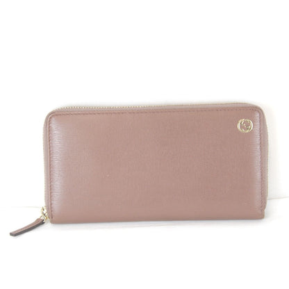 Gucci Interlocking Zip Around Wallet Leather Pink Gray