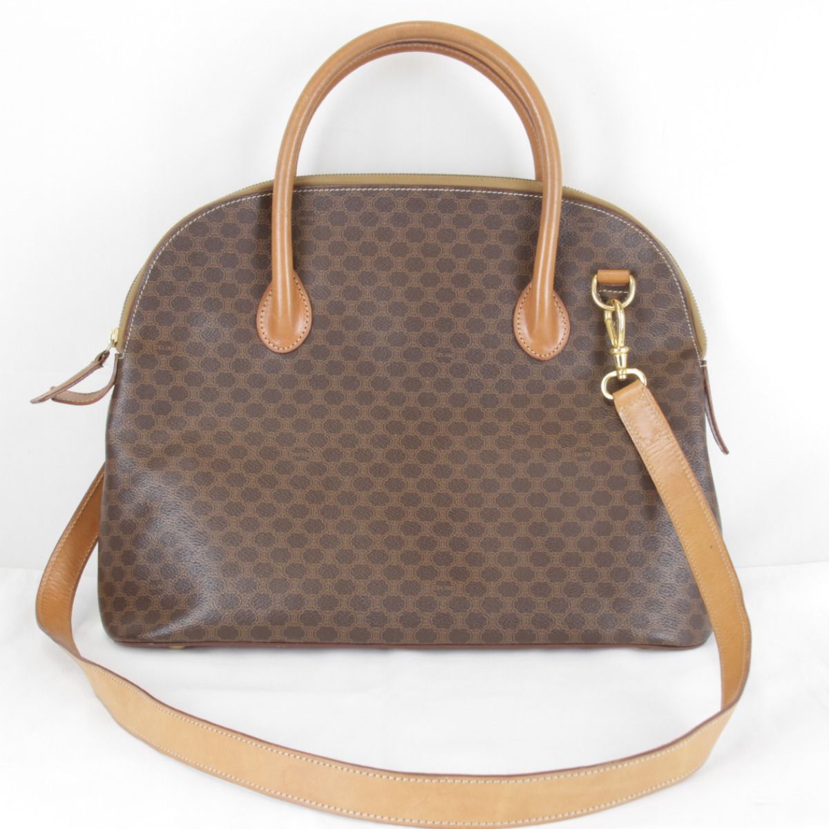 Celine Macadam 2-Way Shoulder Bag Leather Brown