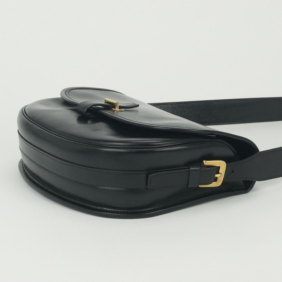Hermes Bardo Golf Shoulder Bag Box Calf Noir Black Gold — view 5
