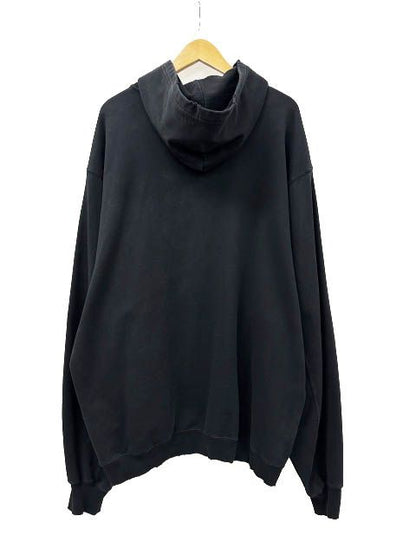 Balenciaga Destroyed Logo Print Hoodie Pullover Xxs Black — view 2