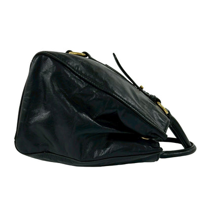Miu Miu Logo Leather 2-Way Mini Tote Shoulder Bag Black — view 6