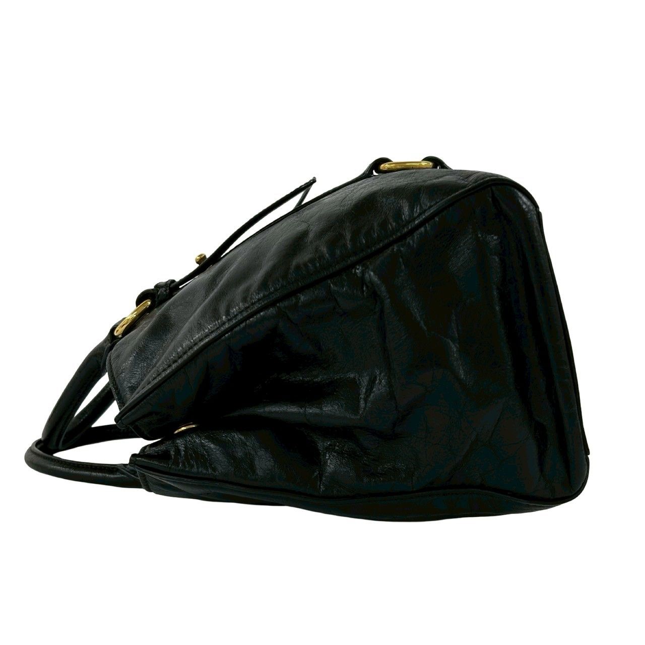 Miu Miu Logo Leather 2-Way Mini Tote Shoulder Bag Black — view 5