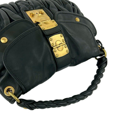 Miu Miu Matelasse Logo Leather 2-Way Tote Shoulder Bag Black — view 4