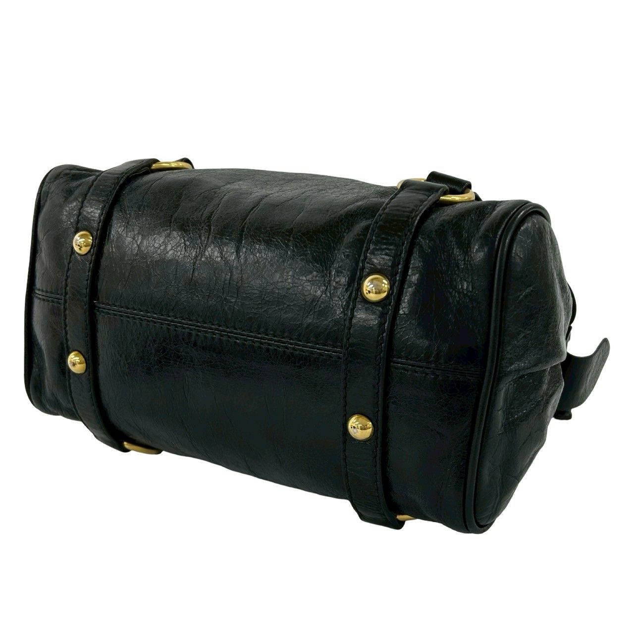 Miu Miu Logo Leather 2-Way Mini Tote Shoulder Bag Black — view 8