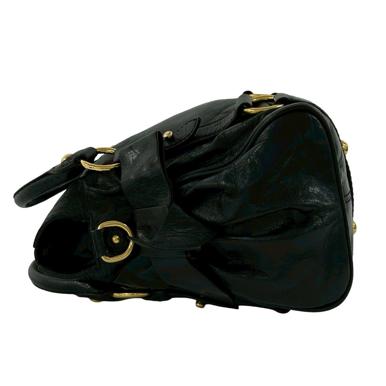 Miu Miu Logo Leather 2-Way Mini Tote Shoulder Bag Black — view 5