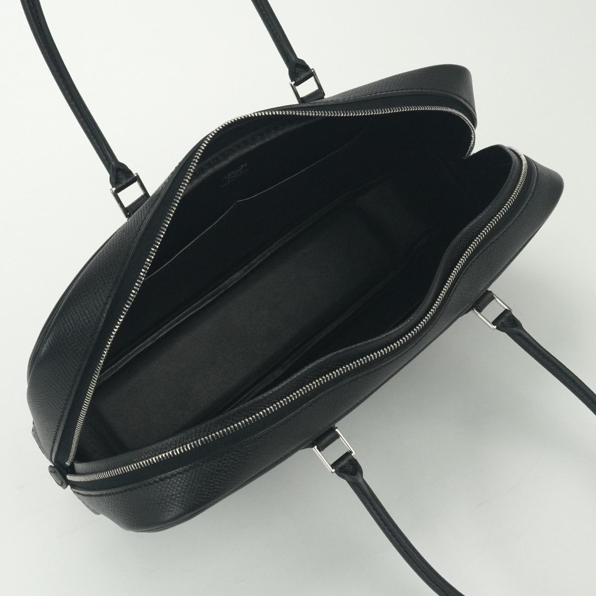 Hermes Plume Elan 28 Tote Epsom Noir Black Silver Veau Handbag — view 8