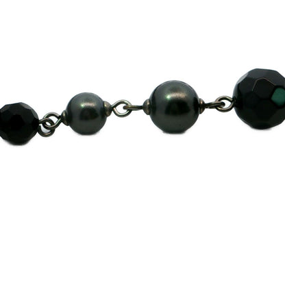 Chanel Costume Pearl CC Logo Long Necklace Pendant Alloy Black — view 3