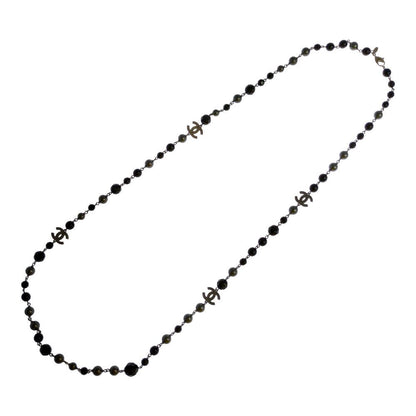 Chanel Costume Pearl CC Logo Long Necklace Pendant Alloy Black — view 5