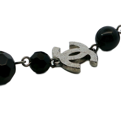 Chanel Costume Pearl CC Logo Long Necklace Pendant Alloy Black — view 2
