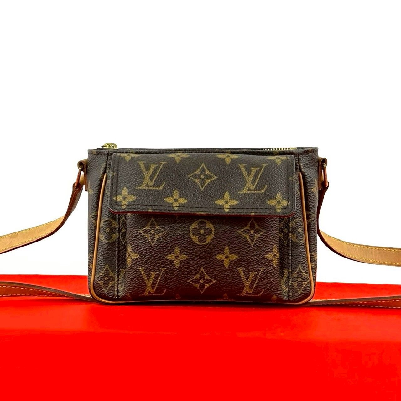 Louis Vuitton Vintage Viva Cite PM Monogram Leather Shoulder Bag Pochette Brown