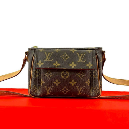 Louis Vuitton Vintage Viva Cite PM Monogram Leather Shoulder Bag Pochette Brown