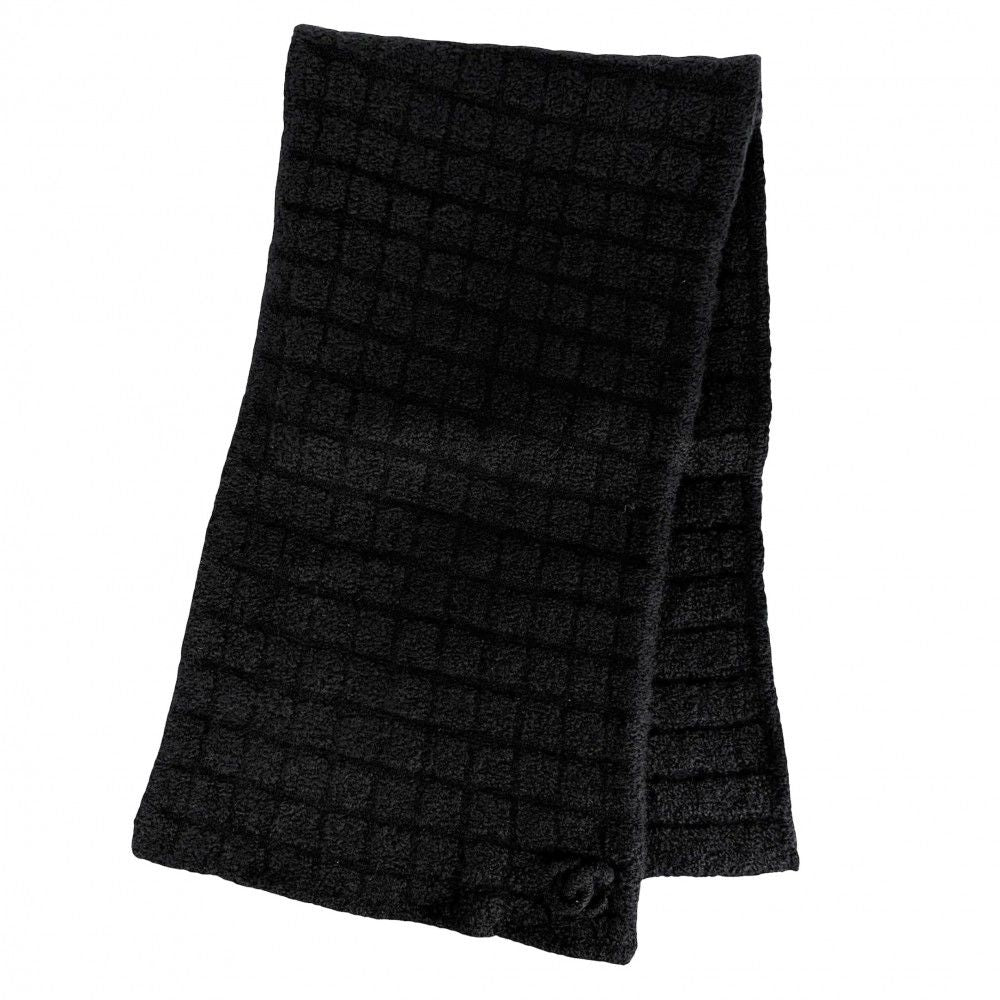 Chanel Scarf Check Knit CC Logo Cashmere Silk Polyamide Black