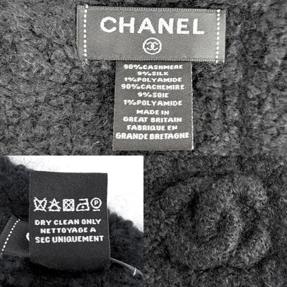 Chanel Scarf Check Knit CC Logo Cashmere Silk Polyamide Black — view 3