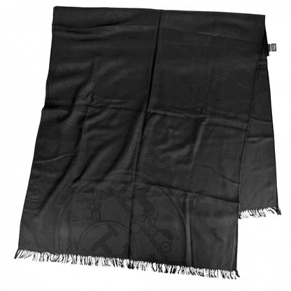 Hermes Shawl New Libris Large Cashmere Silk Black Scarf