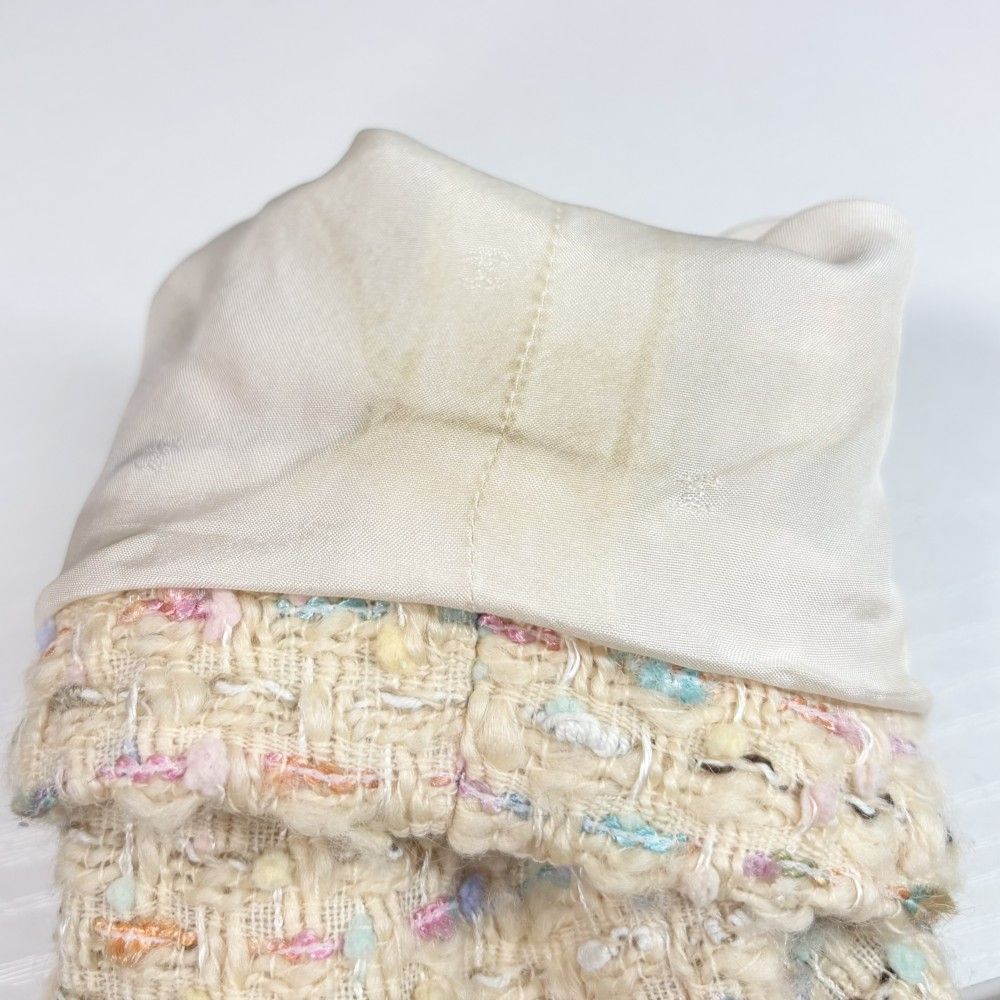 Chanel Tweed Jacket Coco Button 38 Beige Multicolor Gold Spring Autumn — view 8