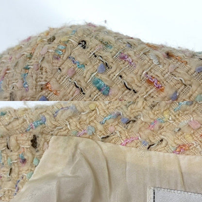Chanel Tweed Jacket Coco Button 38 Beige Multicolor Gold Spring Autumn — view 6