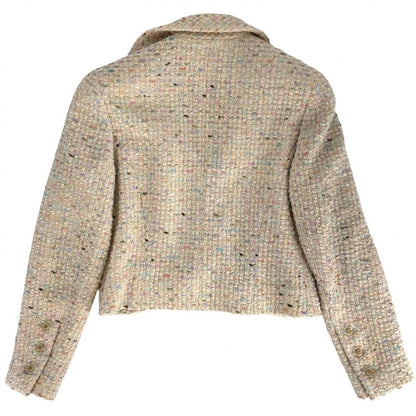 Chanel Tweed Jacket Coco Button 38 Beige Multicolor Gold Spring Autumn — view 2