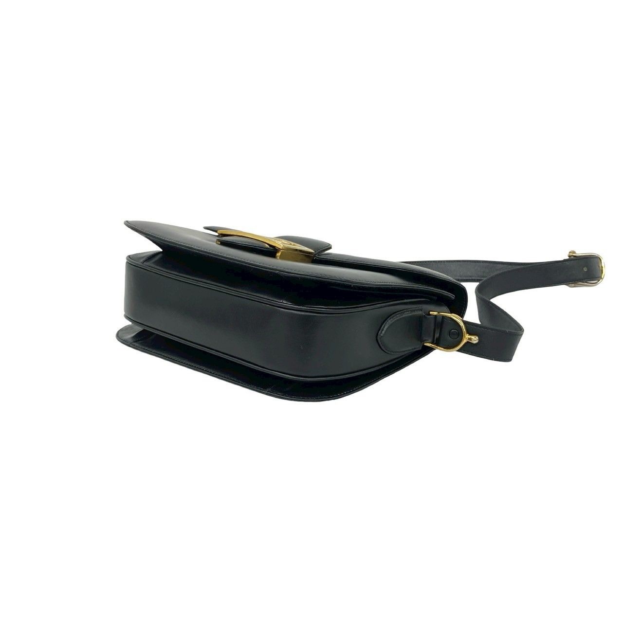 Celine Vintage Carriage Calf Leather Shoulder Bag Pochette Crossbody Black — view 8