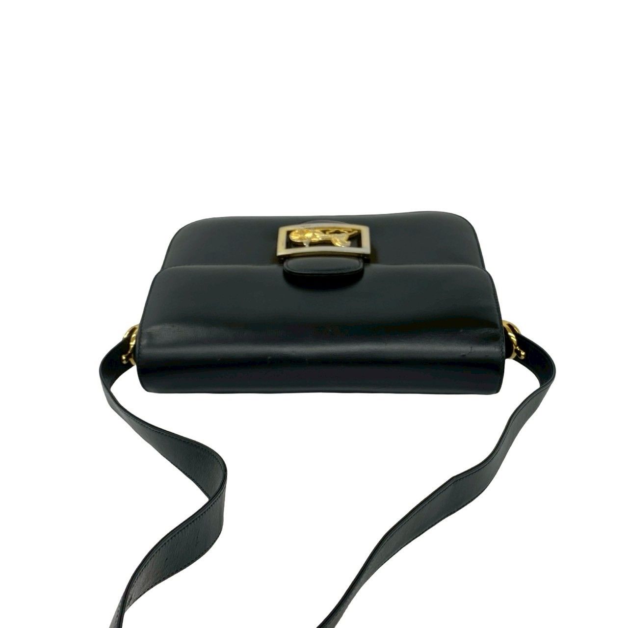 Celine Vintage Carriage Calf Leather Shoulder Bag Pochette Crossbody Black — view 4