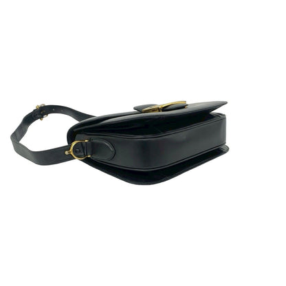 Celine Vintage Carriage Calf Leather Shoulder Bag Pochette Crossbody Black — view 7