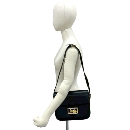 Celine Vintage Carriage Calf Leather Shoulder Bag Pochette Crossbody Black — view 2