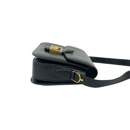 Celine Vintage Carriage Calf Leather Shoulder Bag Pochette Crossbody Black — view 6