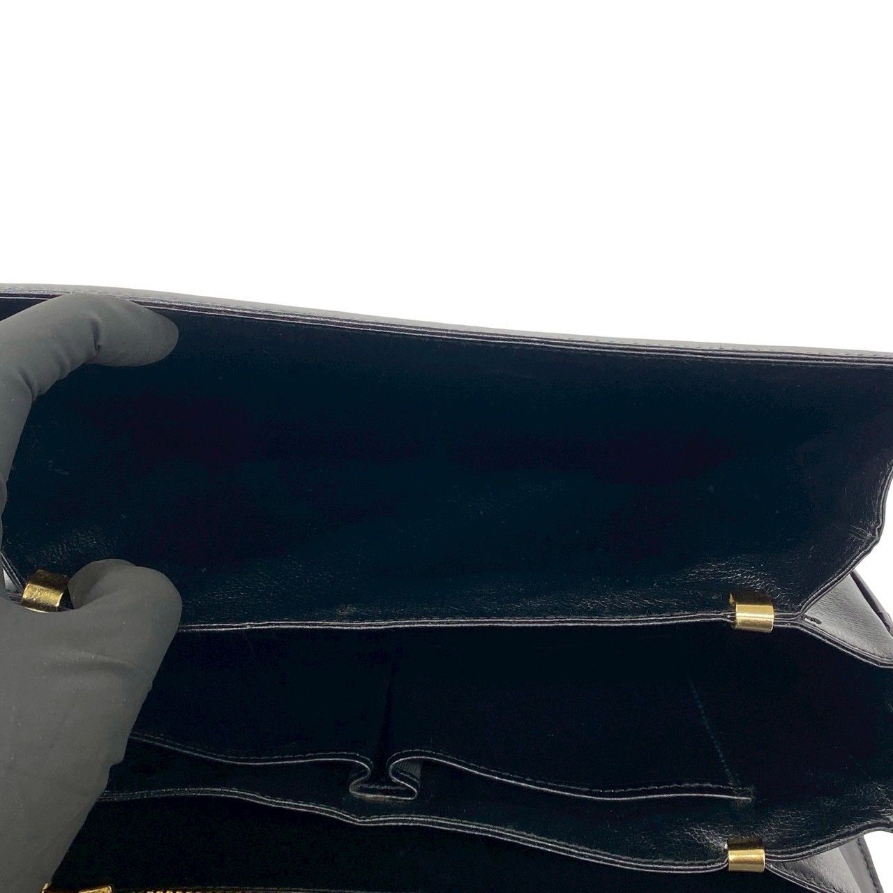 Celine Vintage Carriage Calf Leather Shoulder Bag Pochette Crossbody Black — view 9