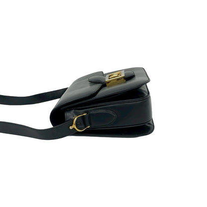 Celine Vintage Carriage Calf Leather Shoulder Bag Pochette Crossbody Black — view 5