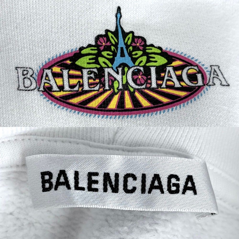 Balenciaga Hoodie Bonjour Pullover Top S White Cotton Spring Autumn Winter — view 5