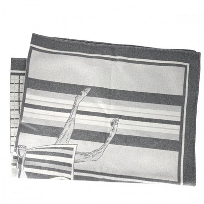 Hermes Large Plaid Jacquard Horse Hose Wool Gray Shoulder Bag — view 4